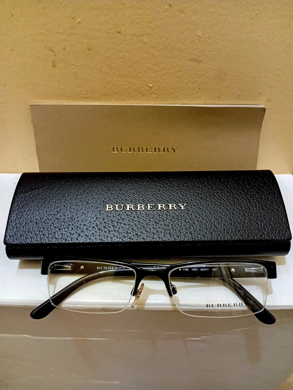Burberry Semi-Rimless Eyeglasses in Black and Silver